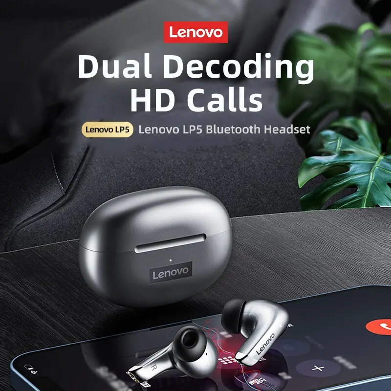 Original Lenovo LP5 Wireless Bluetooth Earbuds.