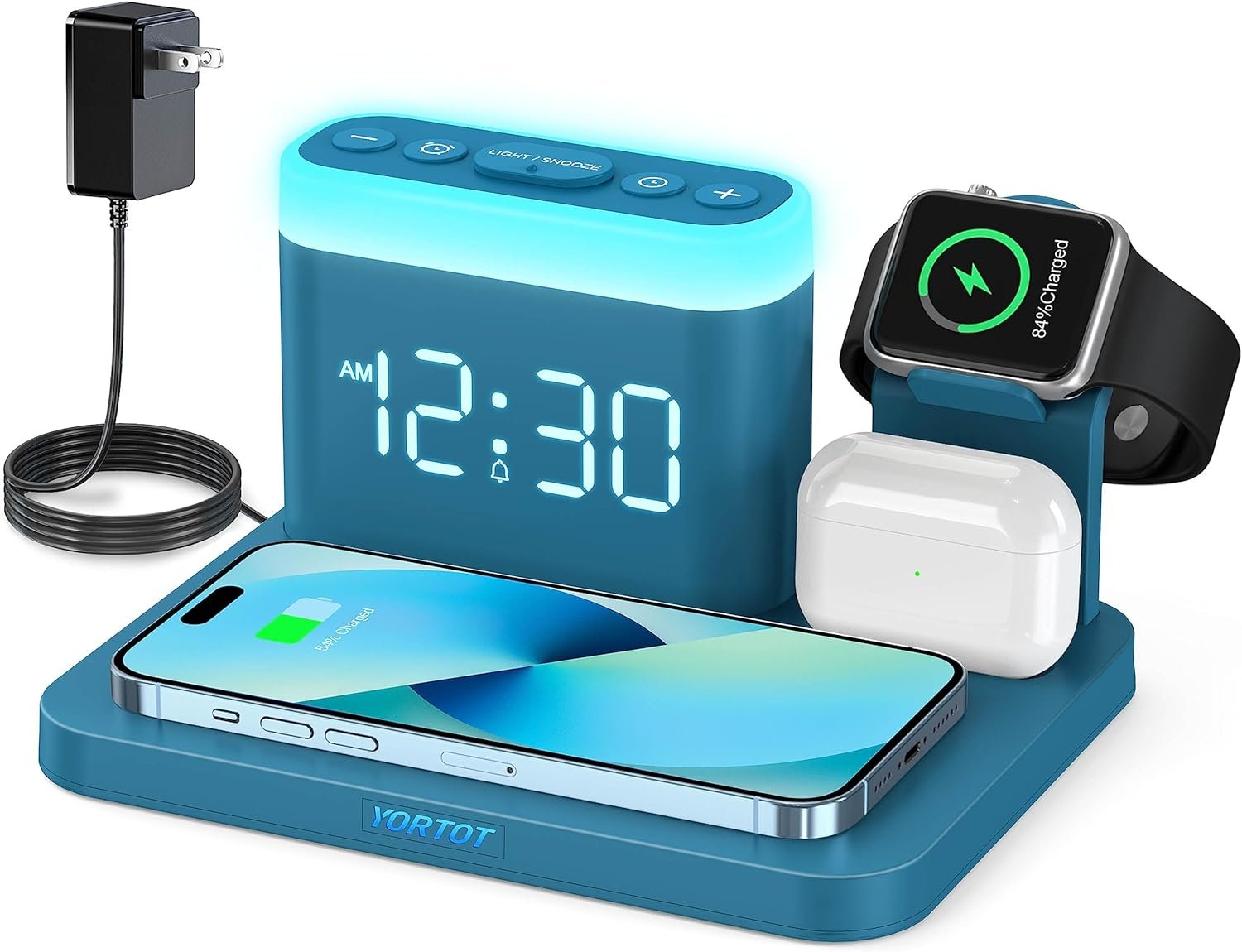 YORTOT Wireless Charging Station Alarm Clock