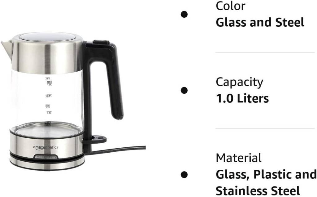 Amazon Basics Electric Glass and Steel Kettle