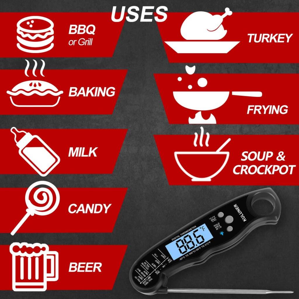 KULUNER TP-01 Waterproof Digital Instant Read Meat LCD Thermometer