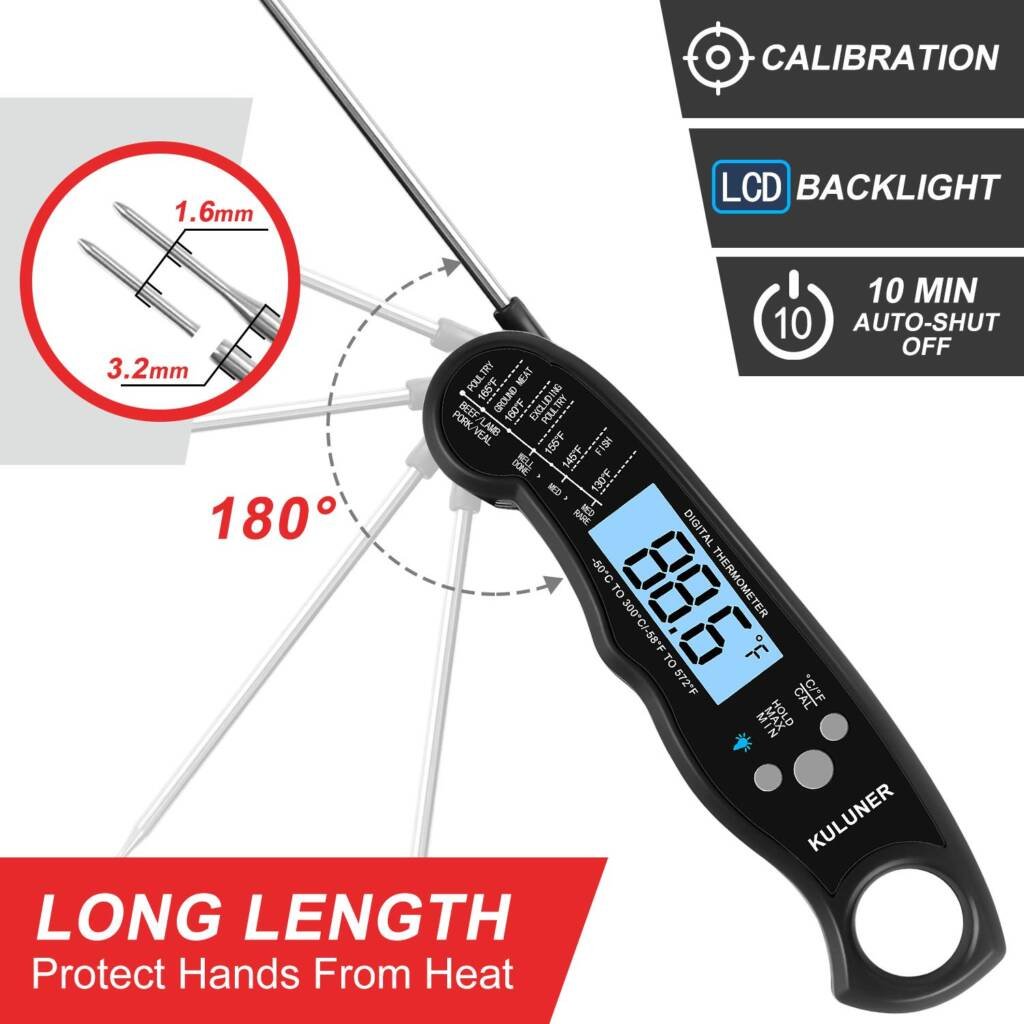 KULUNER TP-01 Waterproof Digital Instant Read Meat LCD Thermometer