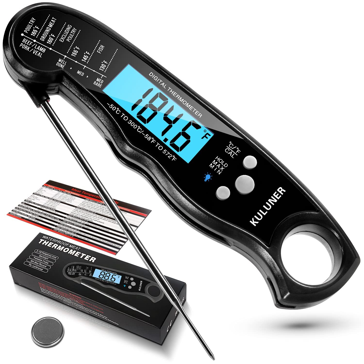 KULUNER TP-01 Waterproof Digital Instant Read Meat LCD Thermometer