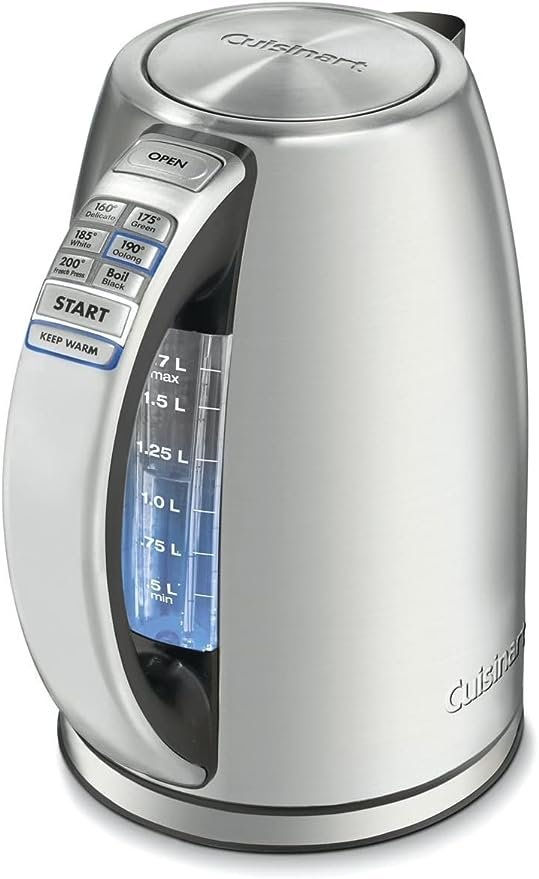 Cuisinart 1.7-Liter Stainless Steel Cordless Electric Kettle with 6 Preset Temperatures.