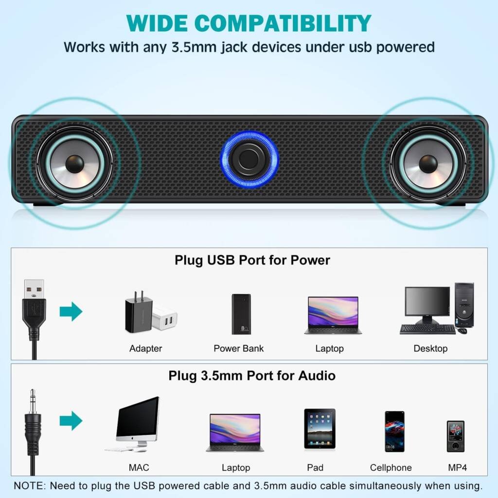 TAOTOSUNE Wired Stereo Desktop Speakers.{2023} VERSION