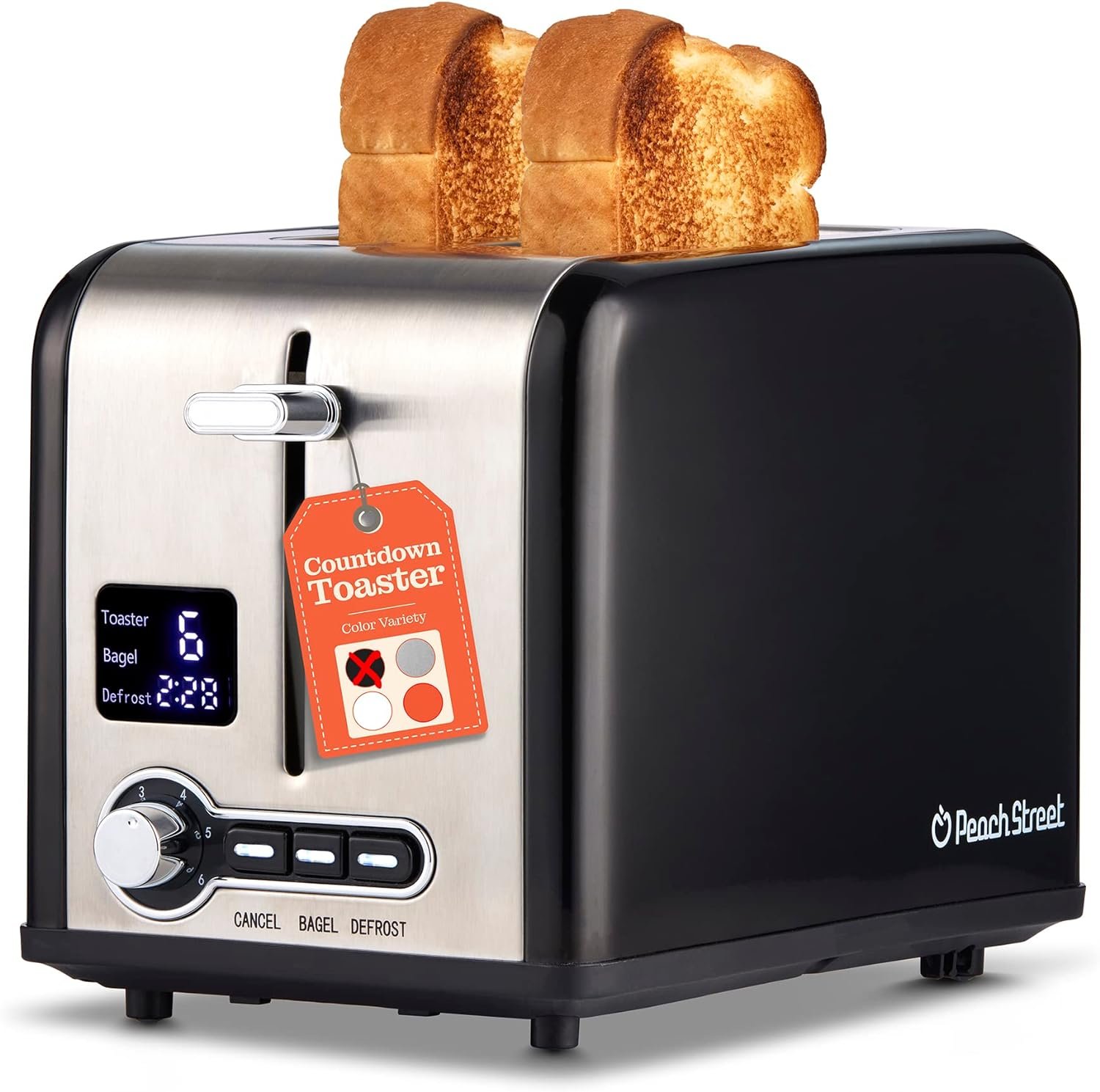 "Experience Effortless Toasting with the Peach Street 2-Slice Toaster: Compact, Reliable, and Built to Last"