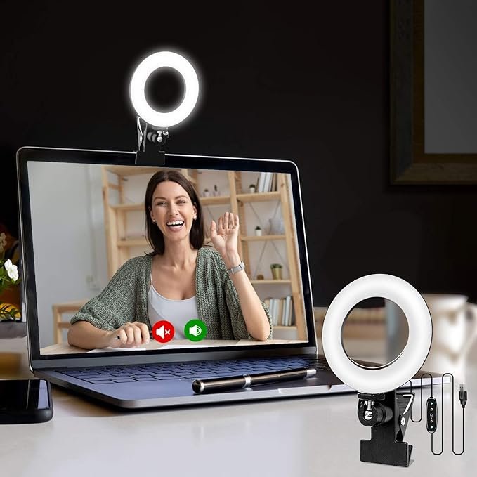 "Transform Your Remote Experience with the Cyezcor Clip-On Ring Light with 10W brightness : Perfect for Zoom Calls, Live Streaming, and More!"