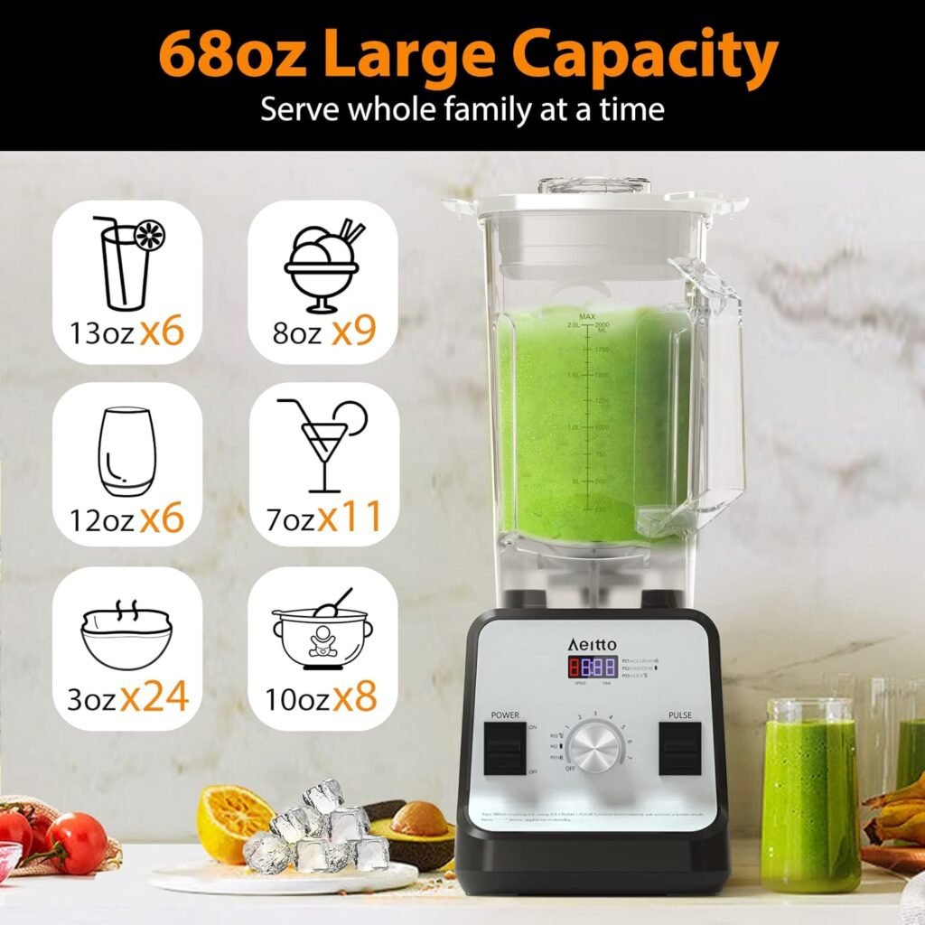 "Unleash Powerful Blending with the Aeitto Blender: 1500-Watt Motor for Effortless Kitchen Prep"