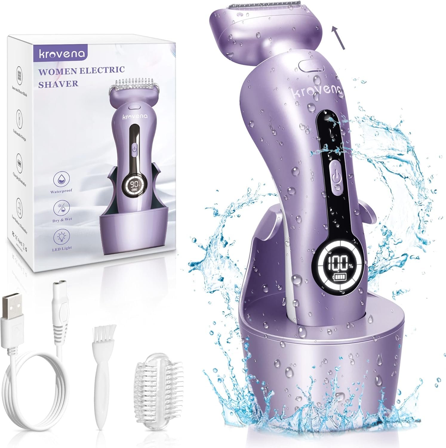 Discover the Ultimate Krovena Electric Razor: The Powerful Rechargeable ER520 Trimmer for Women’s Bikini, Legs, and Underarm Hair – Say Goodbye to Irritation!