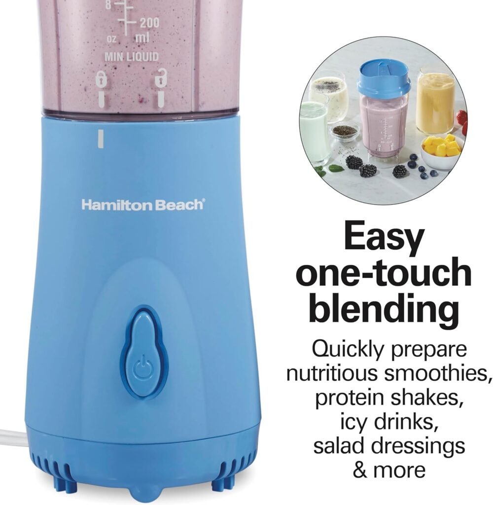 "Effortless Blending with the Hamilton 14Oz Beach Portable Blender: Perfect for Smoothies, Shakes, and On-the-Go Convenience"