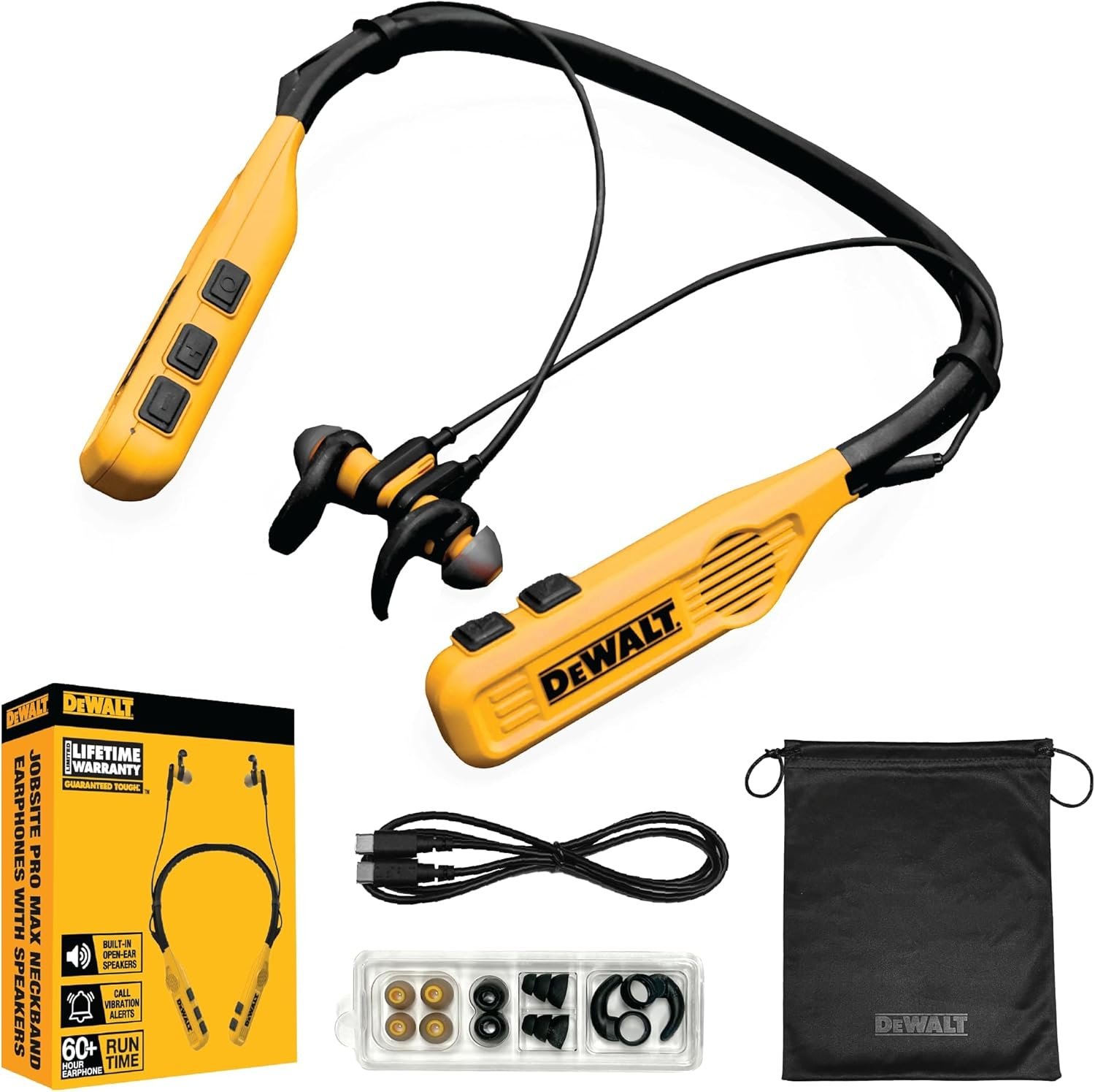 Experience Unmatched Freedom with DEWALT 2-in-1 Neckband Bluetooth Headphones – Say Goodbye to Wires!