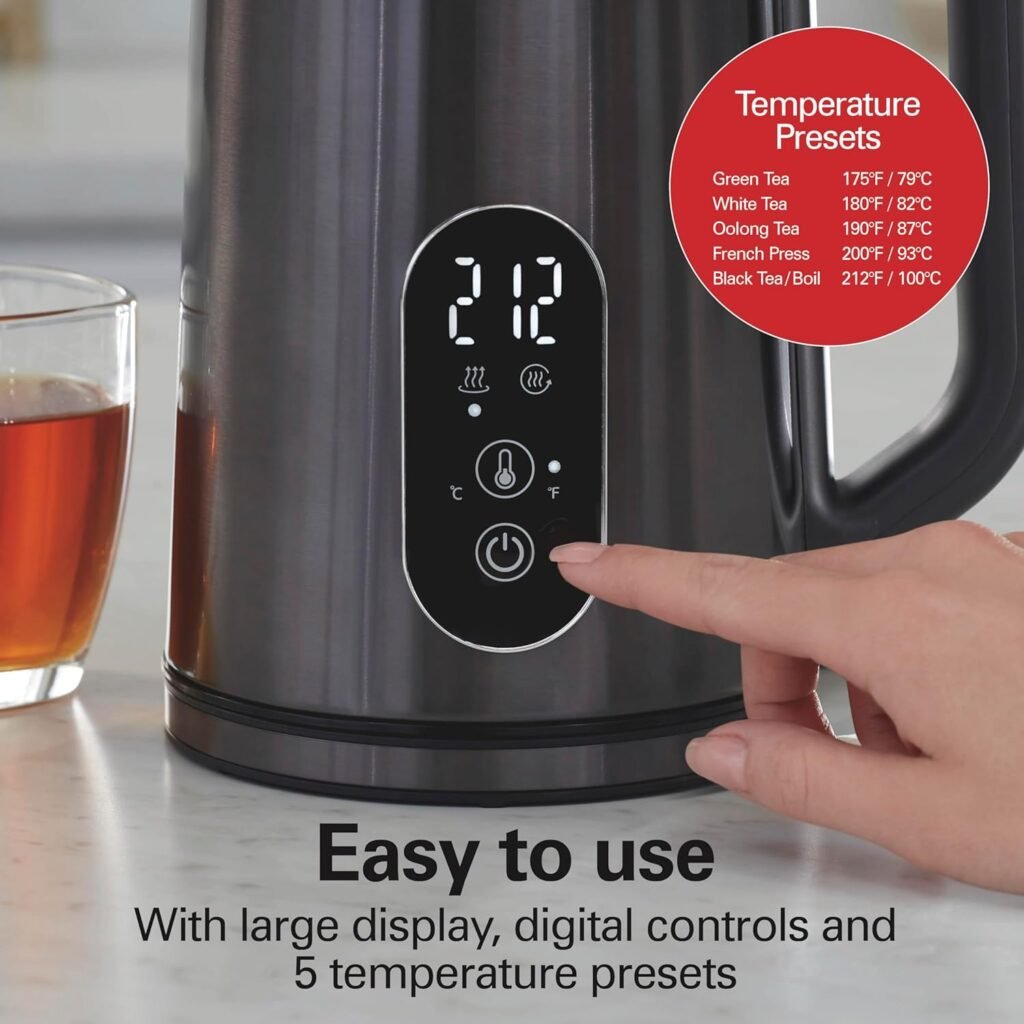 "Powerful and Precise: The Ultimate Hamilton Beach 1.7L Digital Temperature Control Electric Tea Kettle"