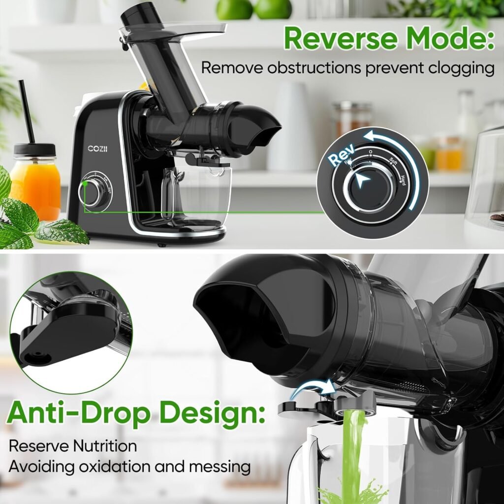 "Experience Effortless Nutrition with the Powerful COZII 3.6-Inch Cold Press Juicer – No More Mess, Just Pure Juice!"