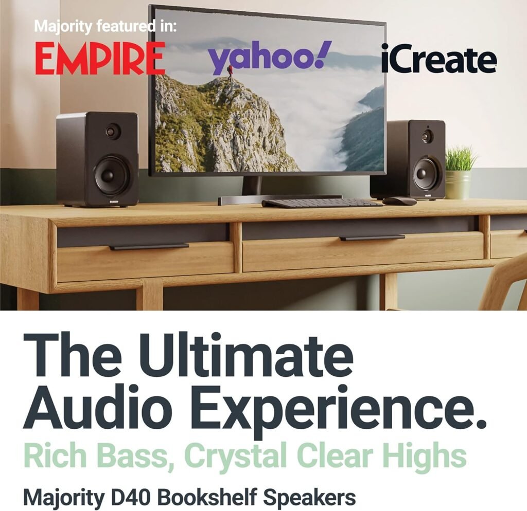 "Unleash Powerful Sound with the Remarkable Majority D40 Active Bookshelf Speakers"