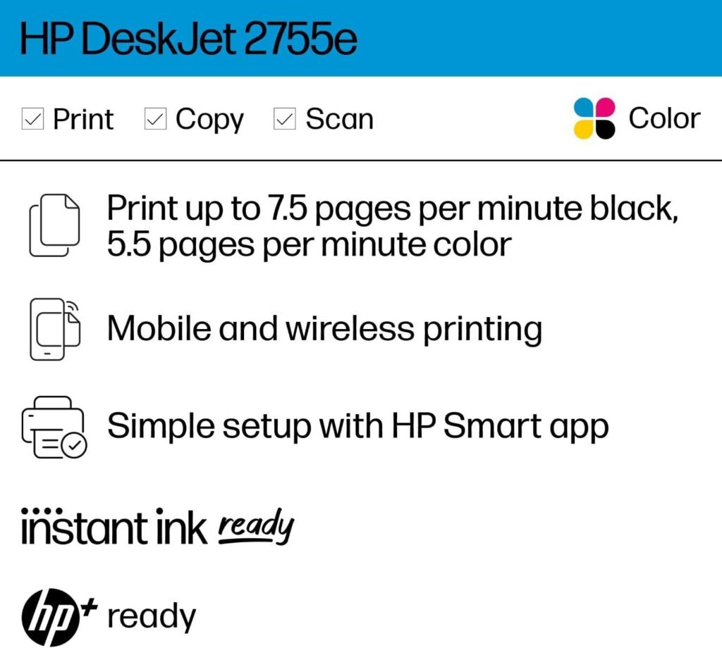 HP DeskJet 2755e Wireless Color Inkjet Printer: The Perfect Home Printing Solution.