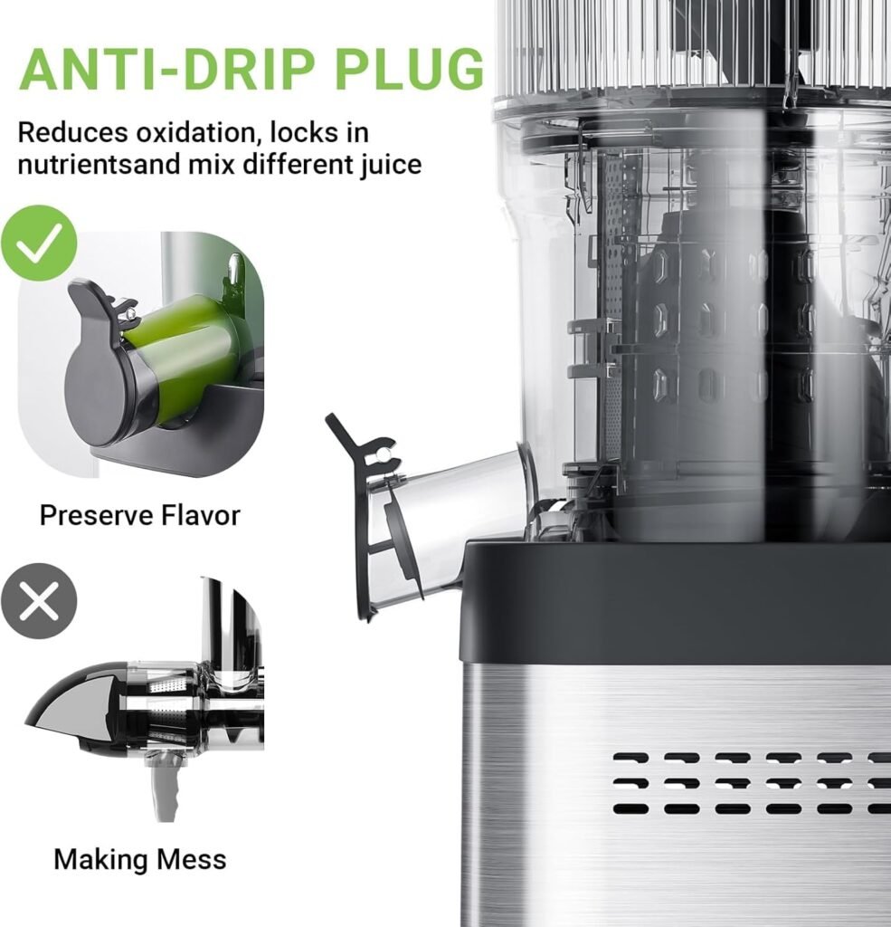 "Effortlessly Healthy Juicing with the AMZCHEF Cold Press Juicer – Say Goodbye to Prep Time with 5.2'' Extra-Wide Feed Chute!"