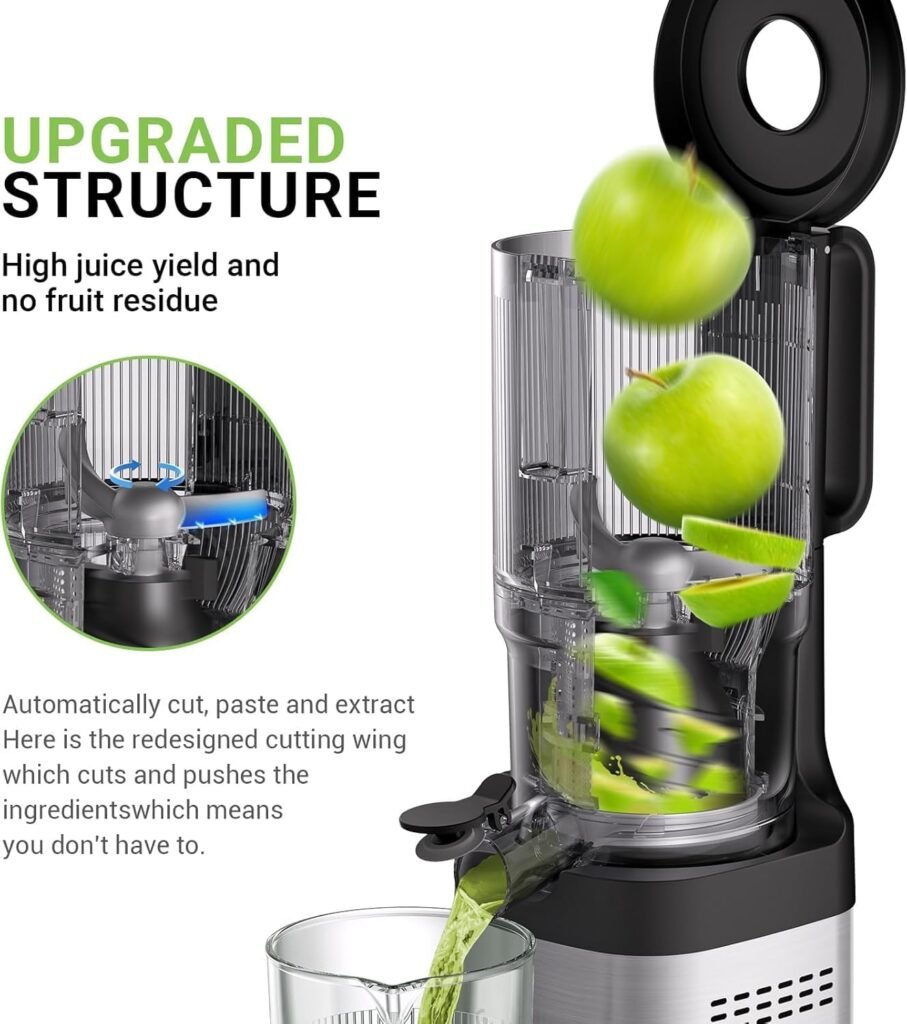 "Effortlessly Healthy Juicing with the AMZCHEF Cold Press Juicer – Say Goodbye to Prep Time with 5.2'' Extra-Wide Feed Chute!"