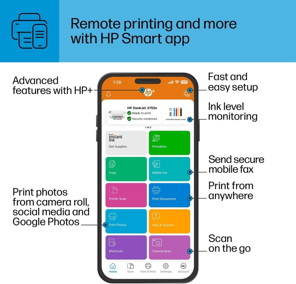 HP DeskJet 2755e Wireless Color Inkjet Printer: The Perfect Home Printing Solution.