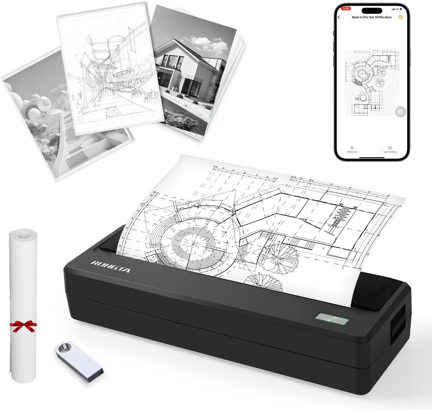 "Rongta Portable 8.5 x 11 inch Printer: The Ultimate Solution for Effortless Home Printing Without Ink Hassles"